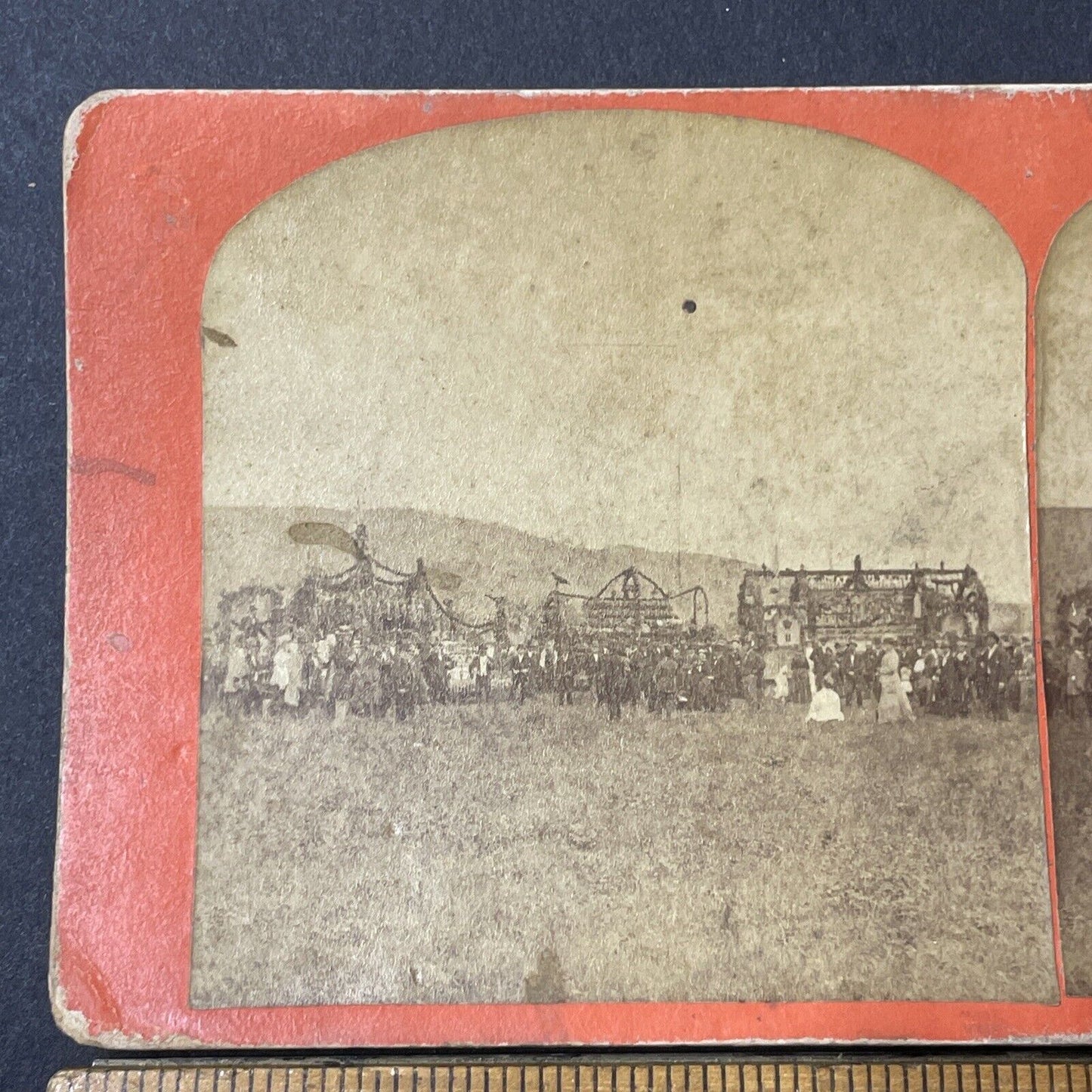 Antique 1868 Grange Order First Meeting Fredonia NY Stereoview Photo Card Q2217