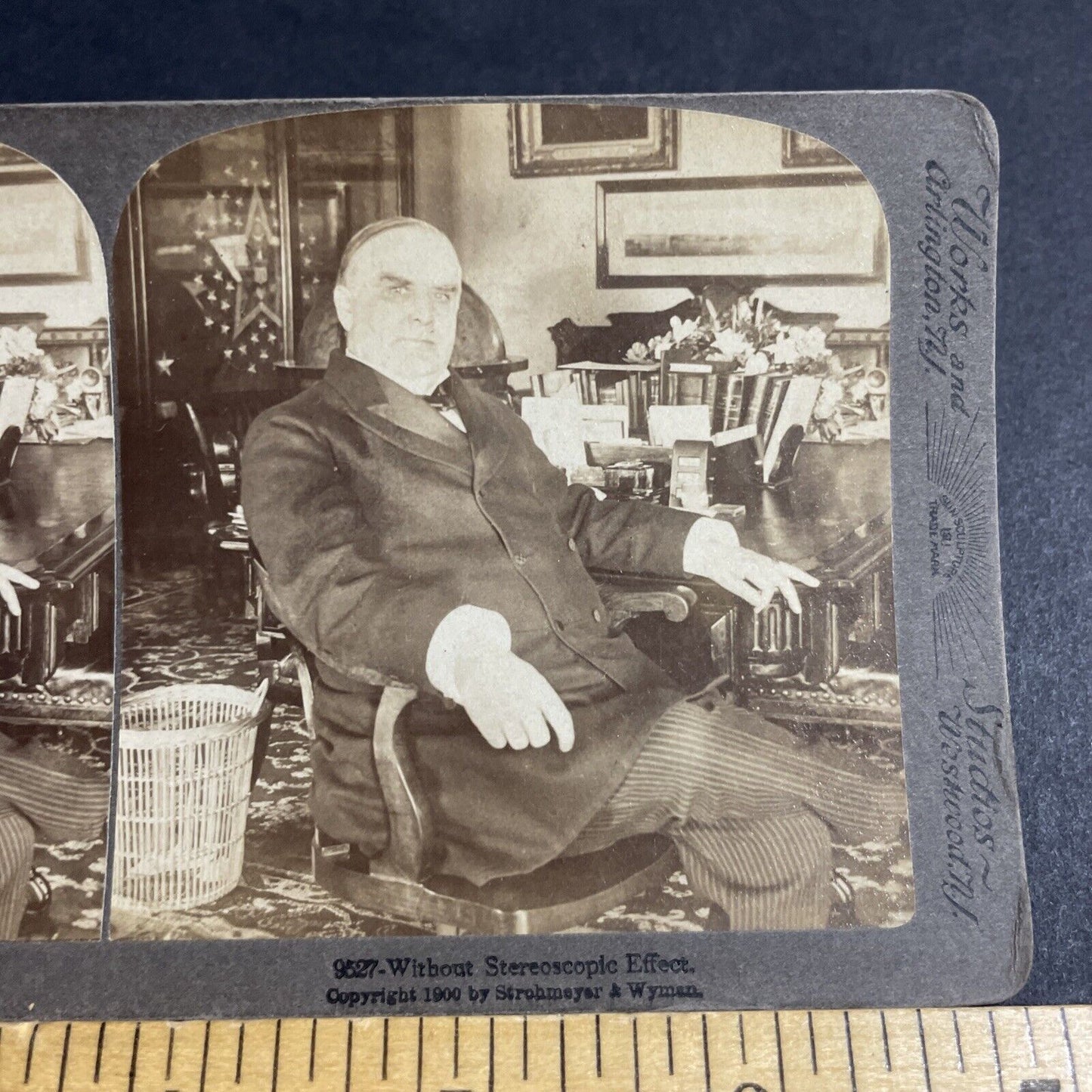 Antique 1900 US President William McKinley Stereoview Photo Card P4889