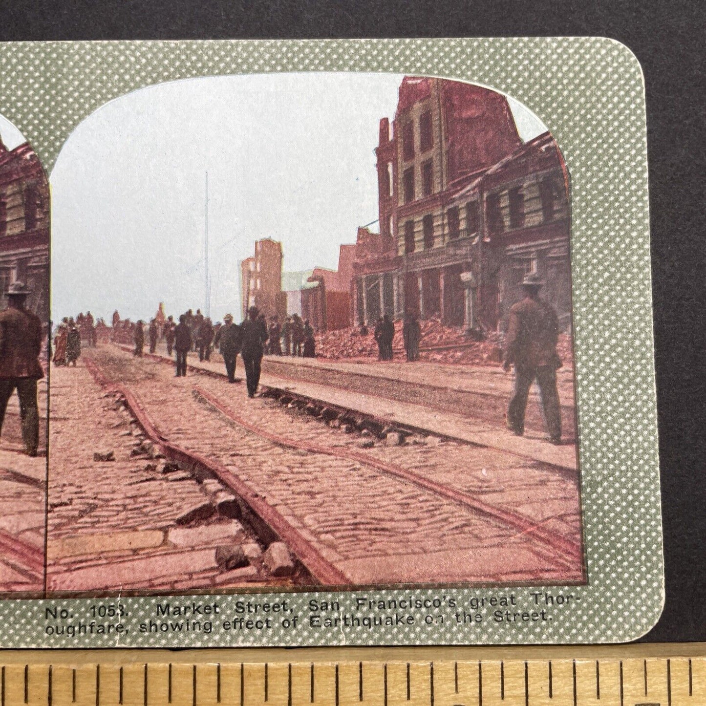 Antique 1910s San Francisco Earthquake Market St Stereoview Photo Card 2300-52