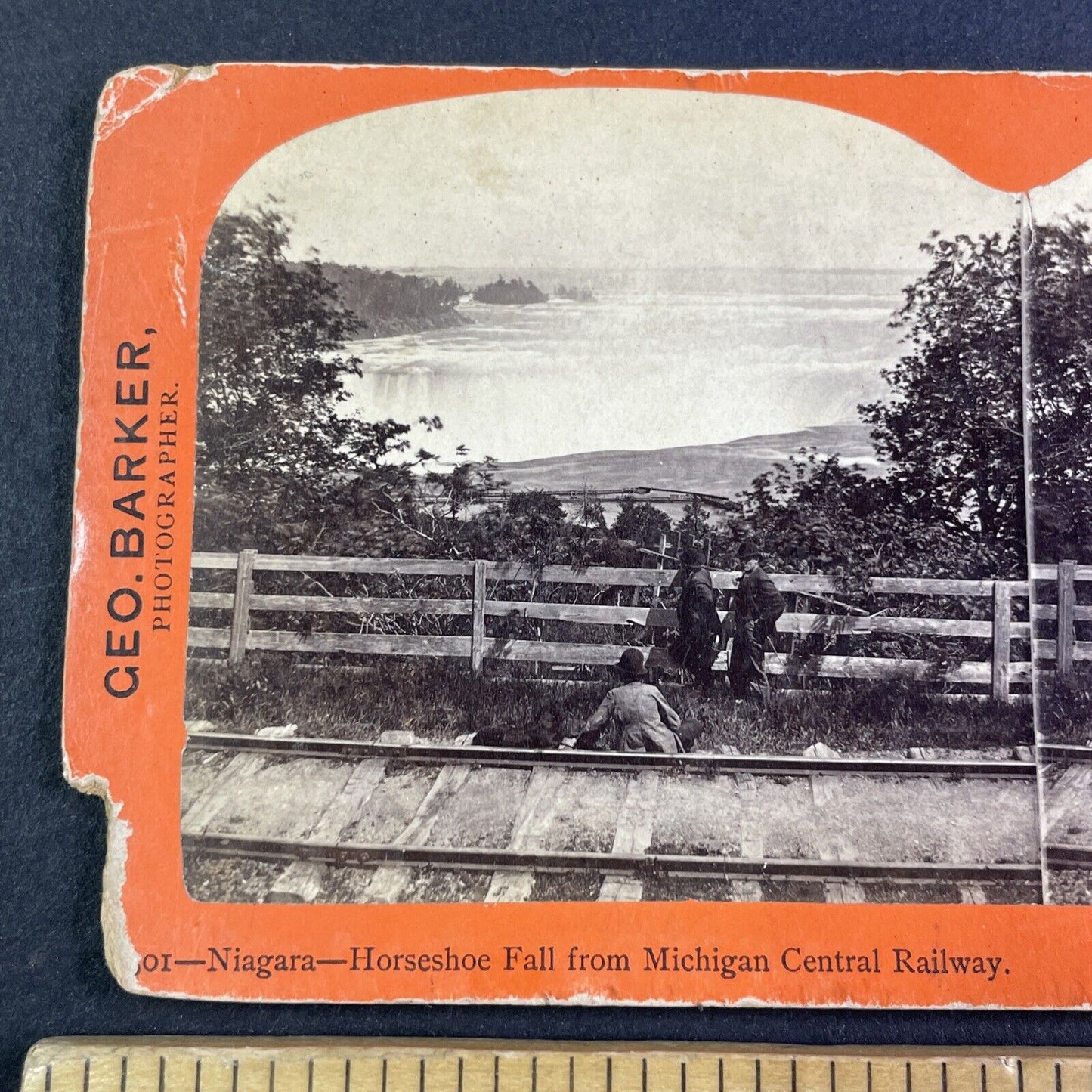 Niagara Falls from Michigan Central Railway Stereoview George Barker c1867 Y2410