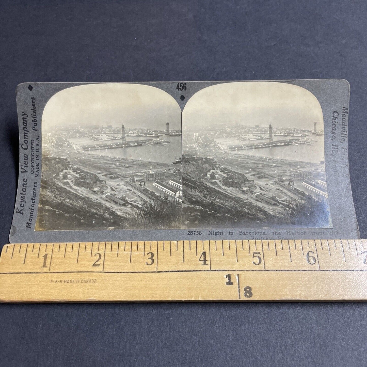 Antique 1920s Barcelona Spain City View Stereoview Photo Card P4917