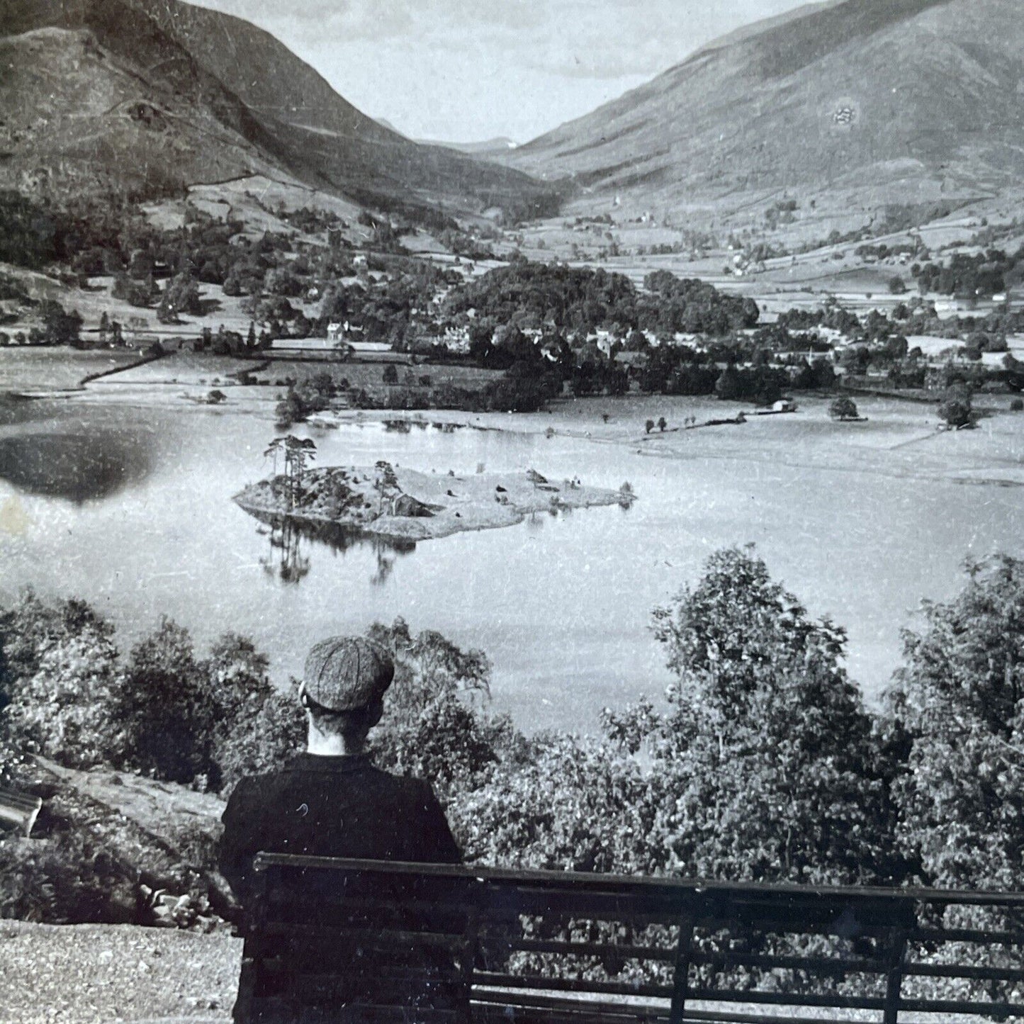 Antique 1910s Lake Grasmere England Stereoview Photo Card P2774