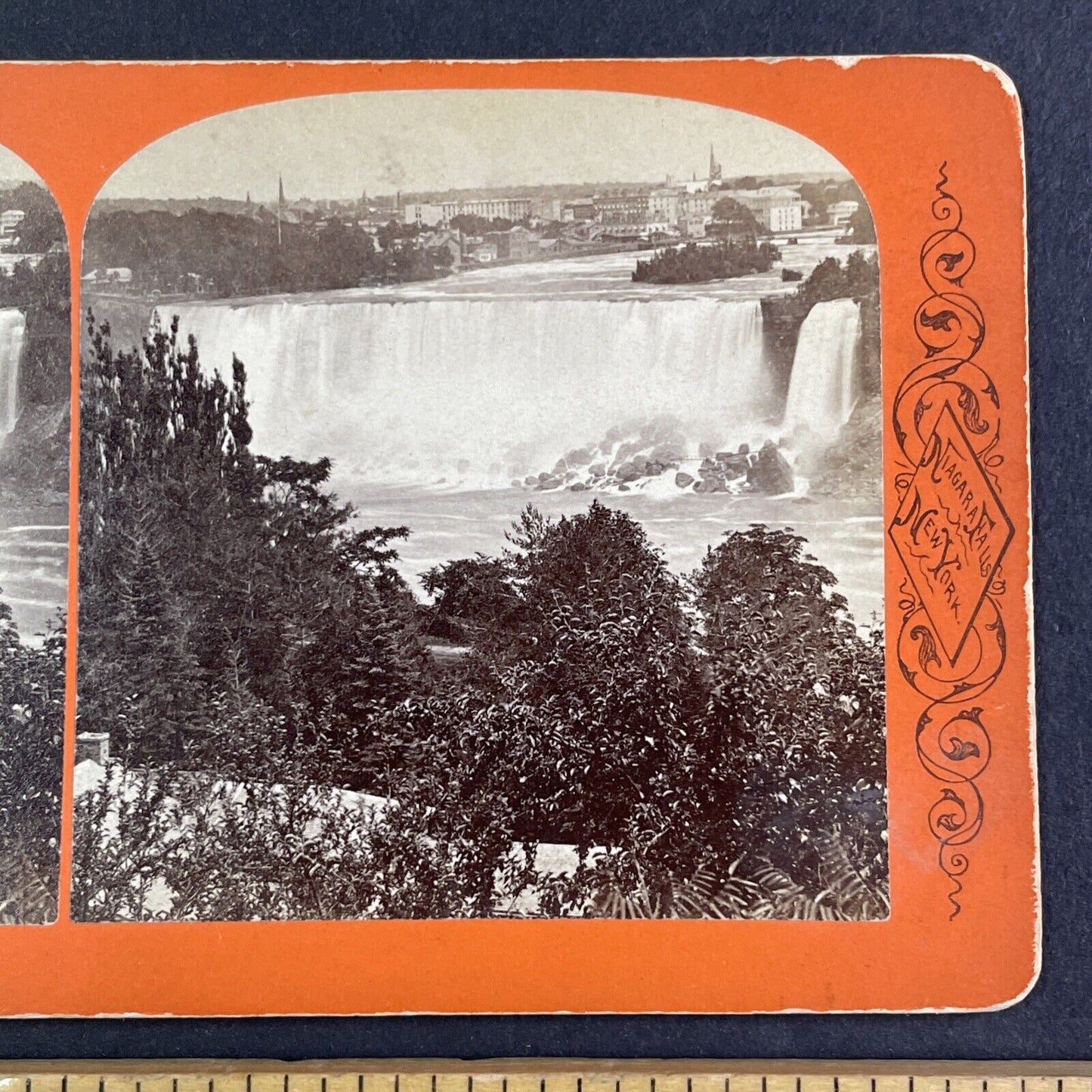 Niagara Falls New York Village View Stereoview George Curtis Antique c1870 Y2437