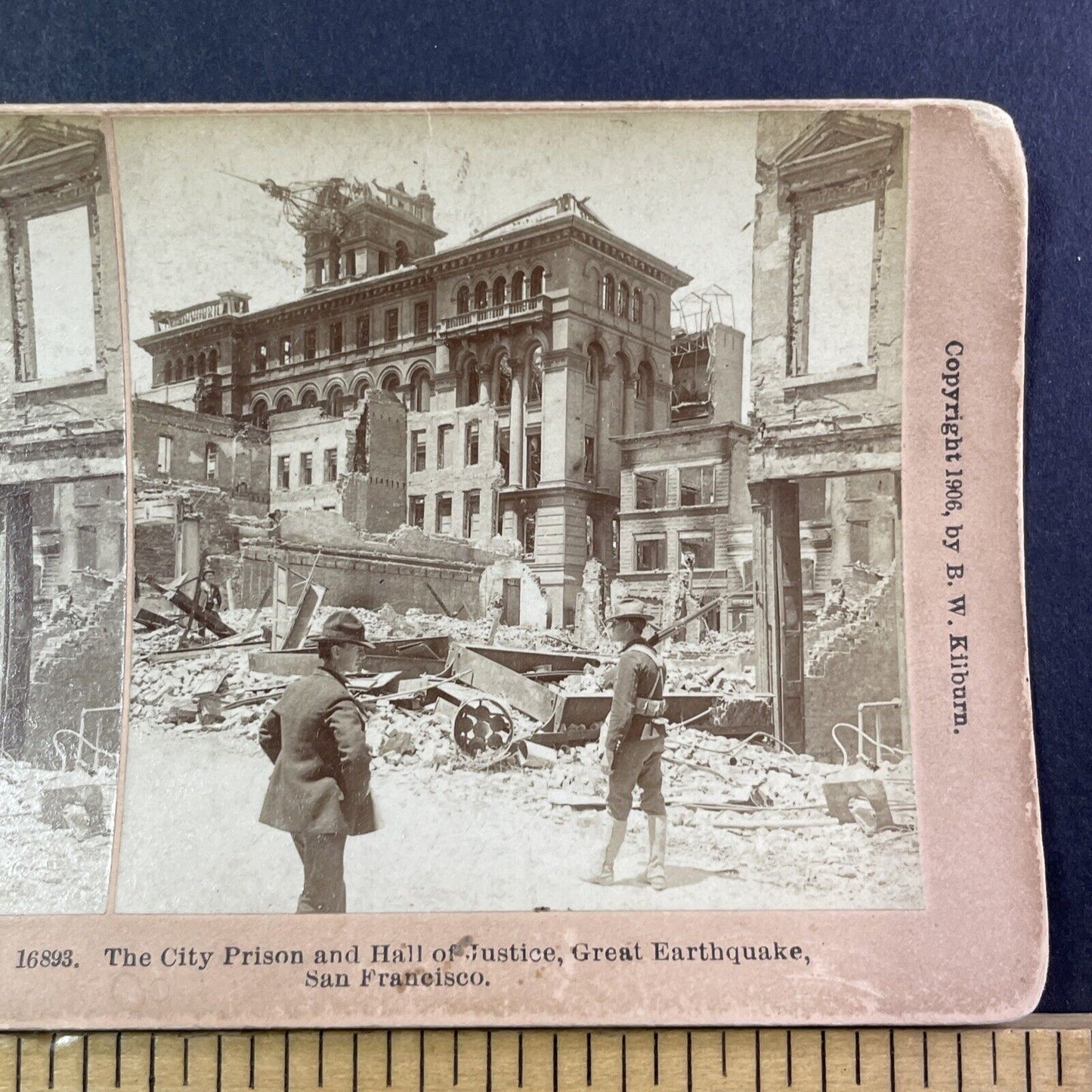 San Francisco Earthquake Prison Collapse Stereoview Photo Card Antique 1906 X812