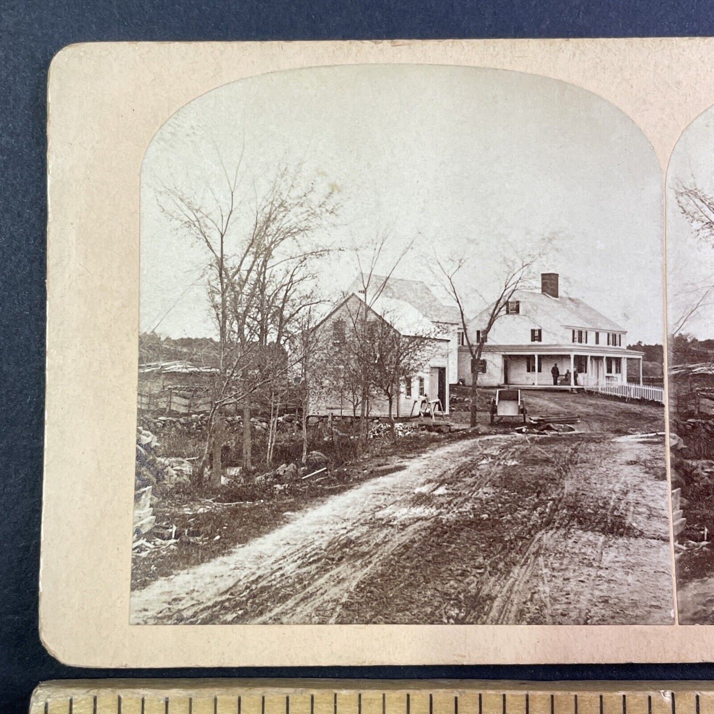 Farm House in Massachusetts or New Hampshire Stereoview Antique c1870s Y1318