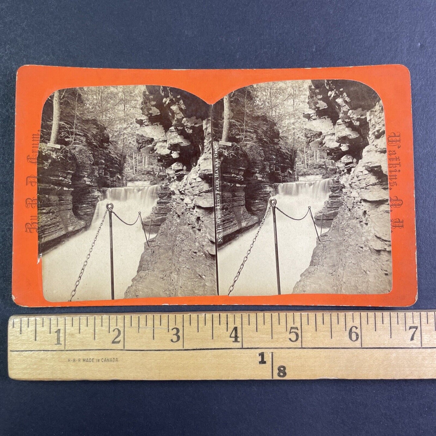 Chain Walkway Watkins Glen New York Stereoview R.D. Crum Antique c1870 Y1042