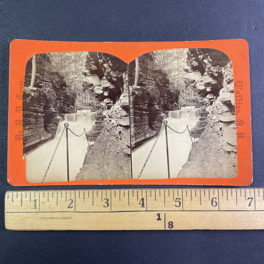 Chain Walkway Watkins Glen New York Stereoview R.D. Crum Antique c1870 Y1042