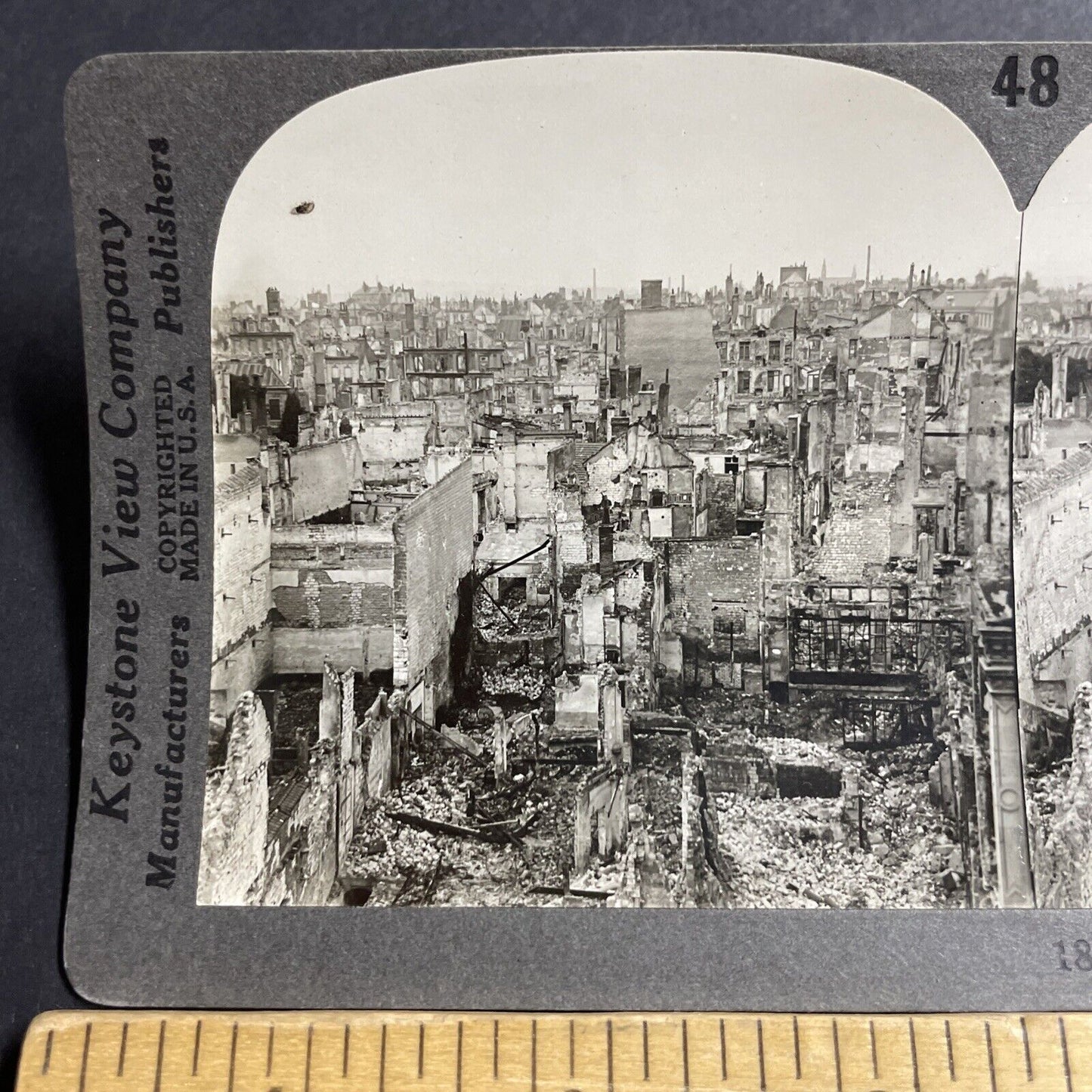 Antique 1918 Reims France Bombed To Nothing But Ruin Stereoview Photo Card P5066