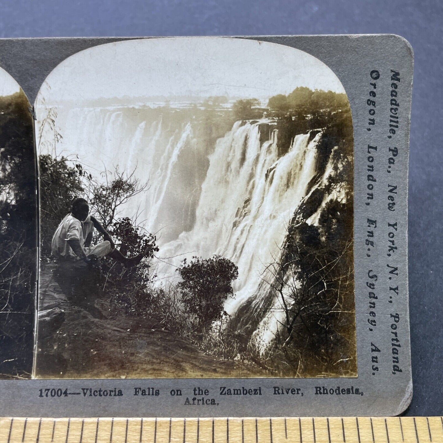 Antique 1910 Victoria Falls Zambia Zimbabwe Stereoview Photo Card P2506