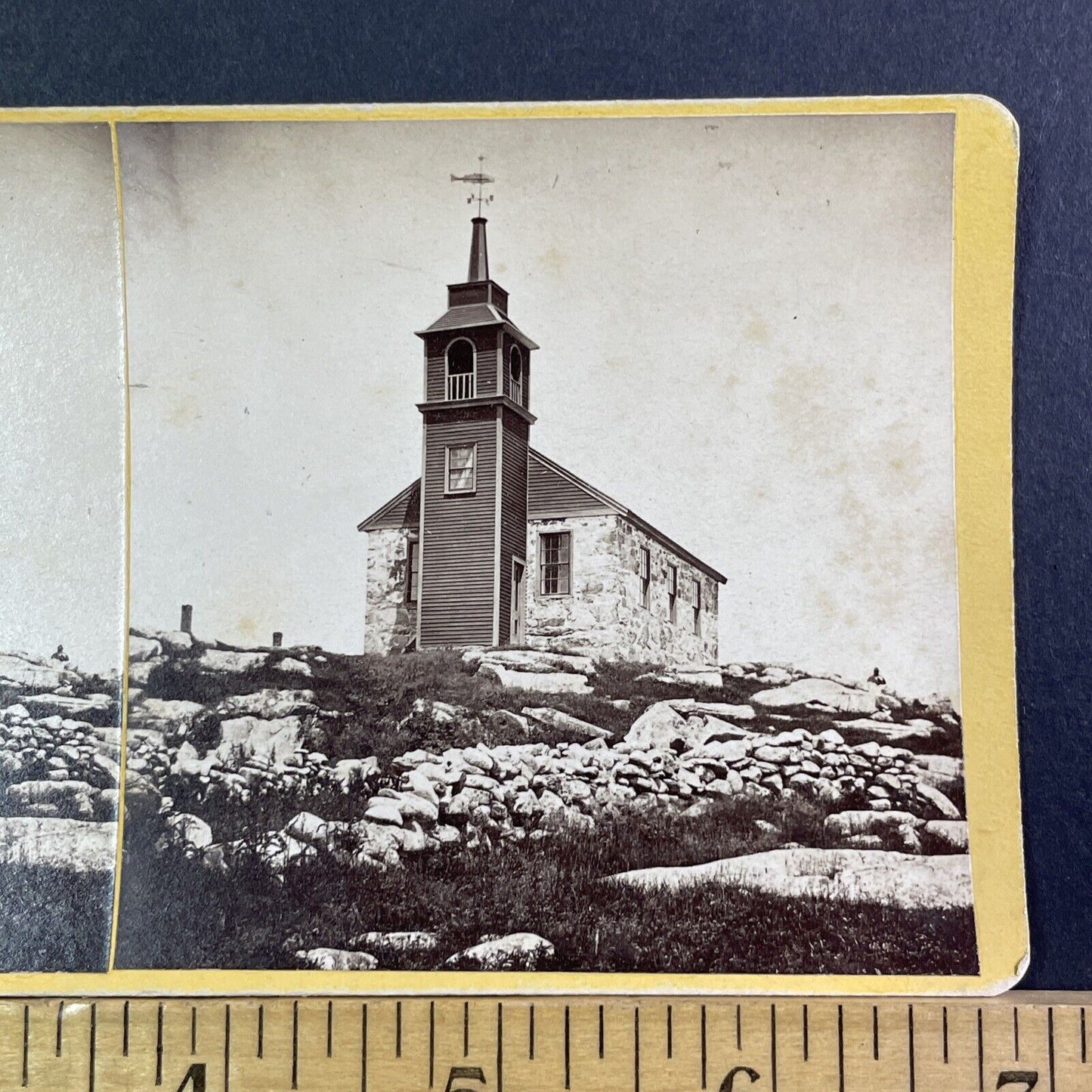 Star Island Church Isles Of Shoals Stereoview New Hampshire Antique c1872 X1914