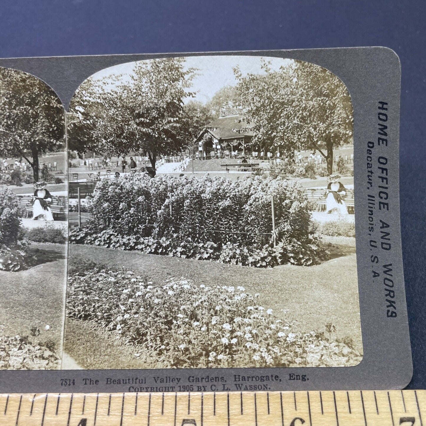 Antique 1905 Valley Gardens Harrogate England Stereoview Photo Card P2652