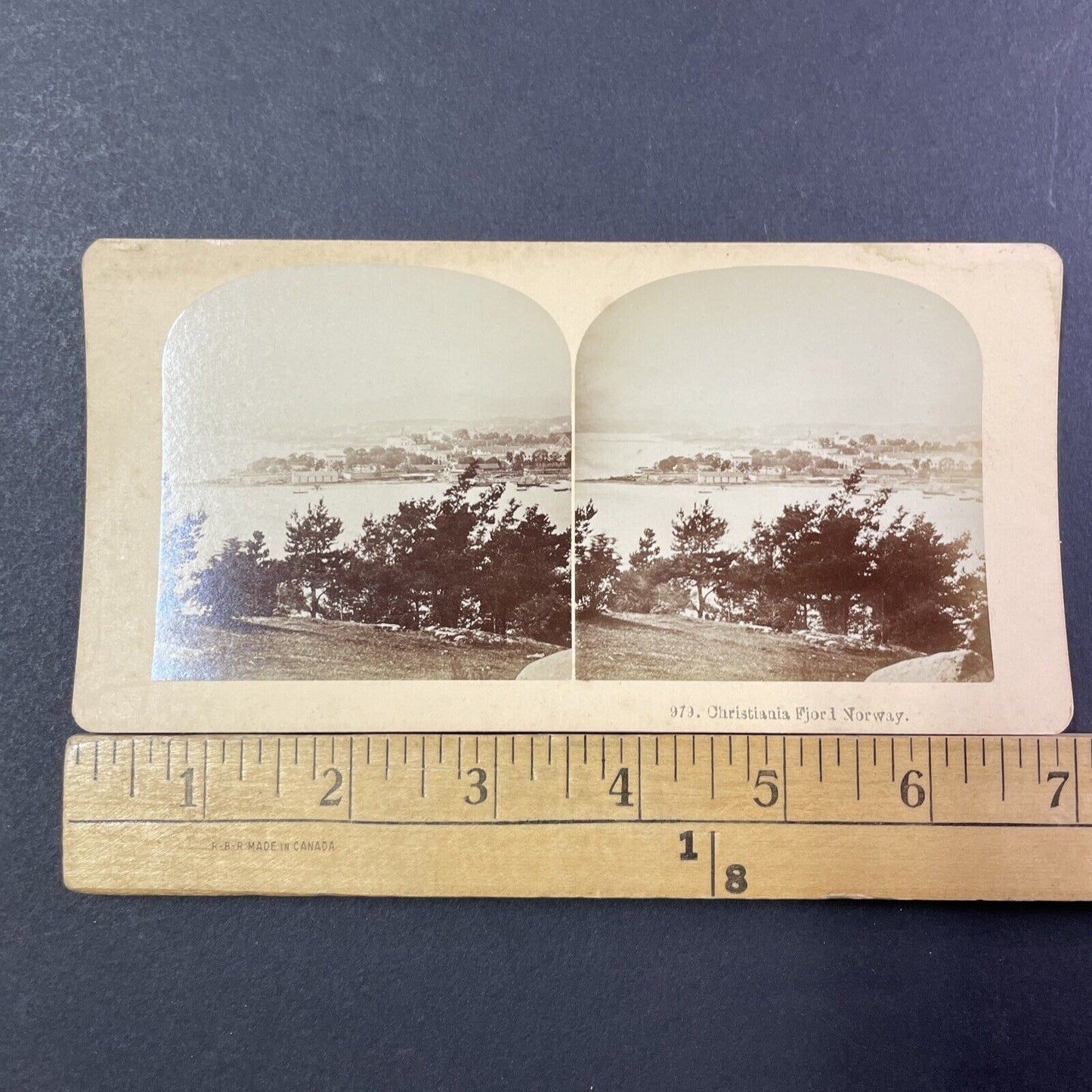 Oslo Norway City & Port View Stereoview BW Kilburn Antique c1875 X2789