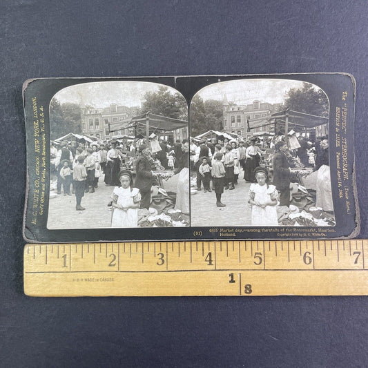 Haarlem Market North Holland Stereoview Netherlands Antique c1909 X3165