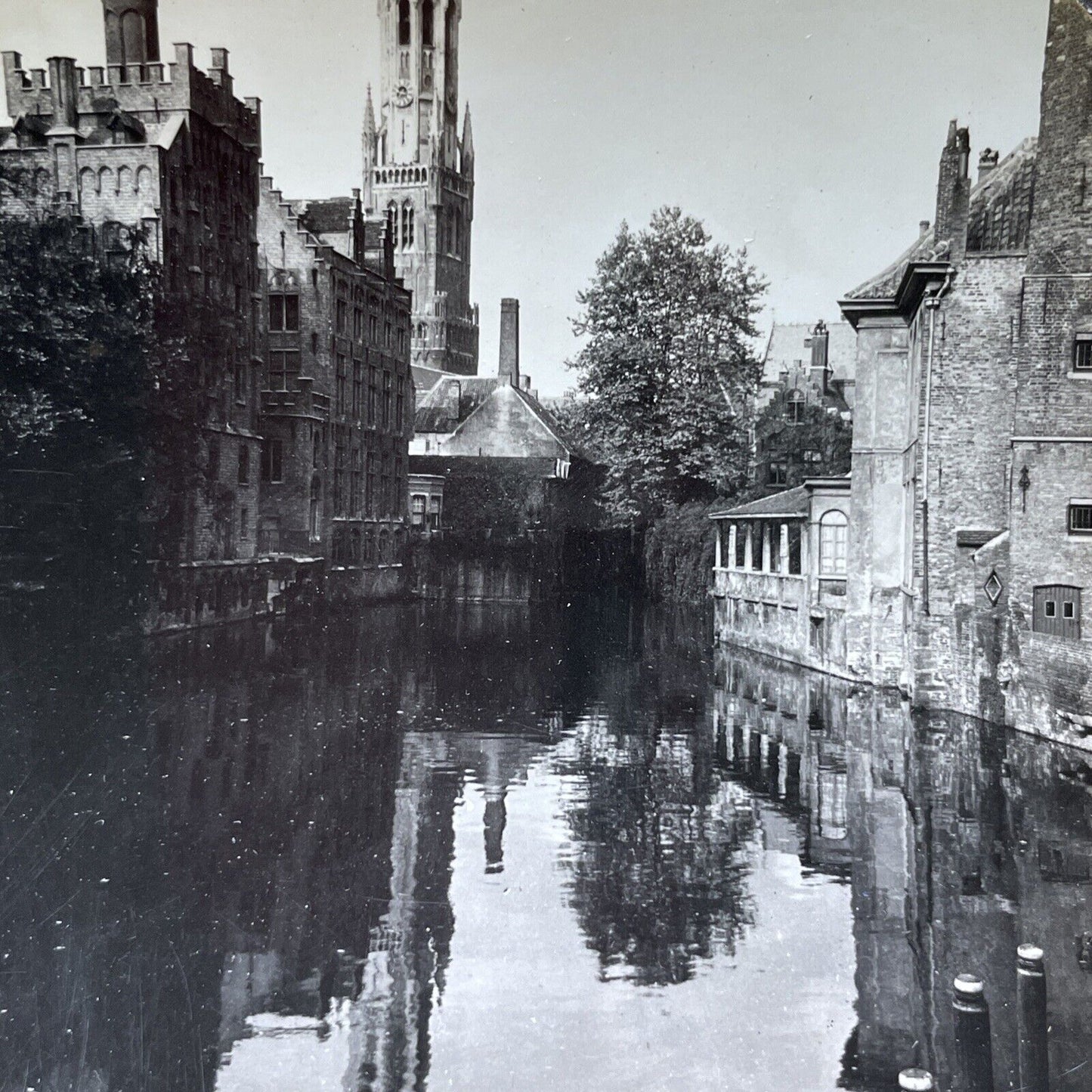 Antique 1930s Old City Of Bruges Belgium Stereoview Photo Card V2929