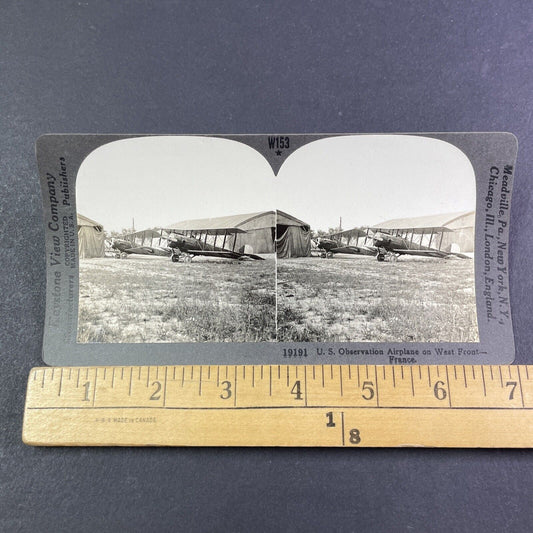 US Airforce USAF Observation Airplanes Stereoview France Antique c1918 Y2773