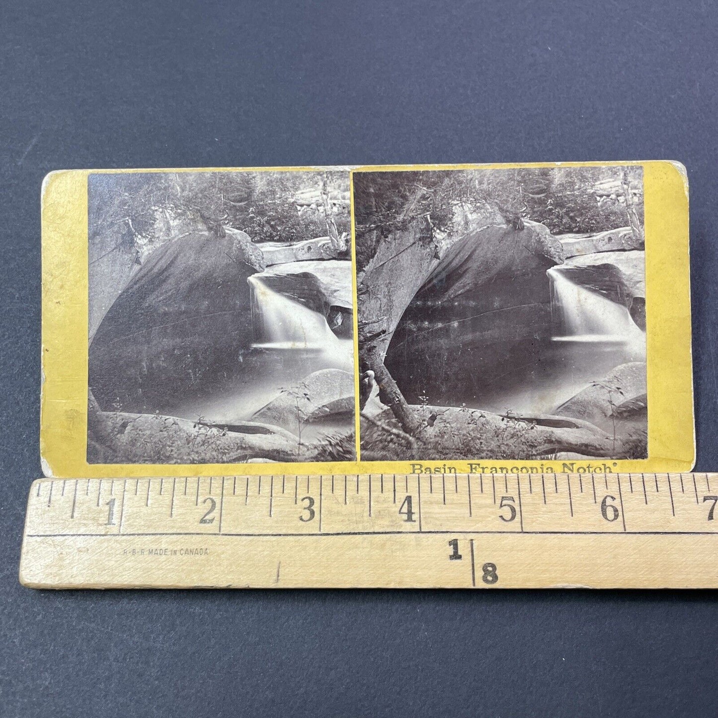 Antique 1860s The Jumping Rock Franconia Notch NH Stereoview Photo Card V1759