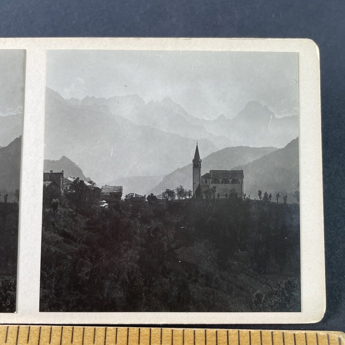 Antique 1925 Church In South Tyrol Italy OOAK Stereoview Photo Card P3247