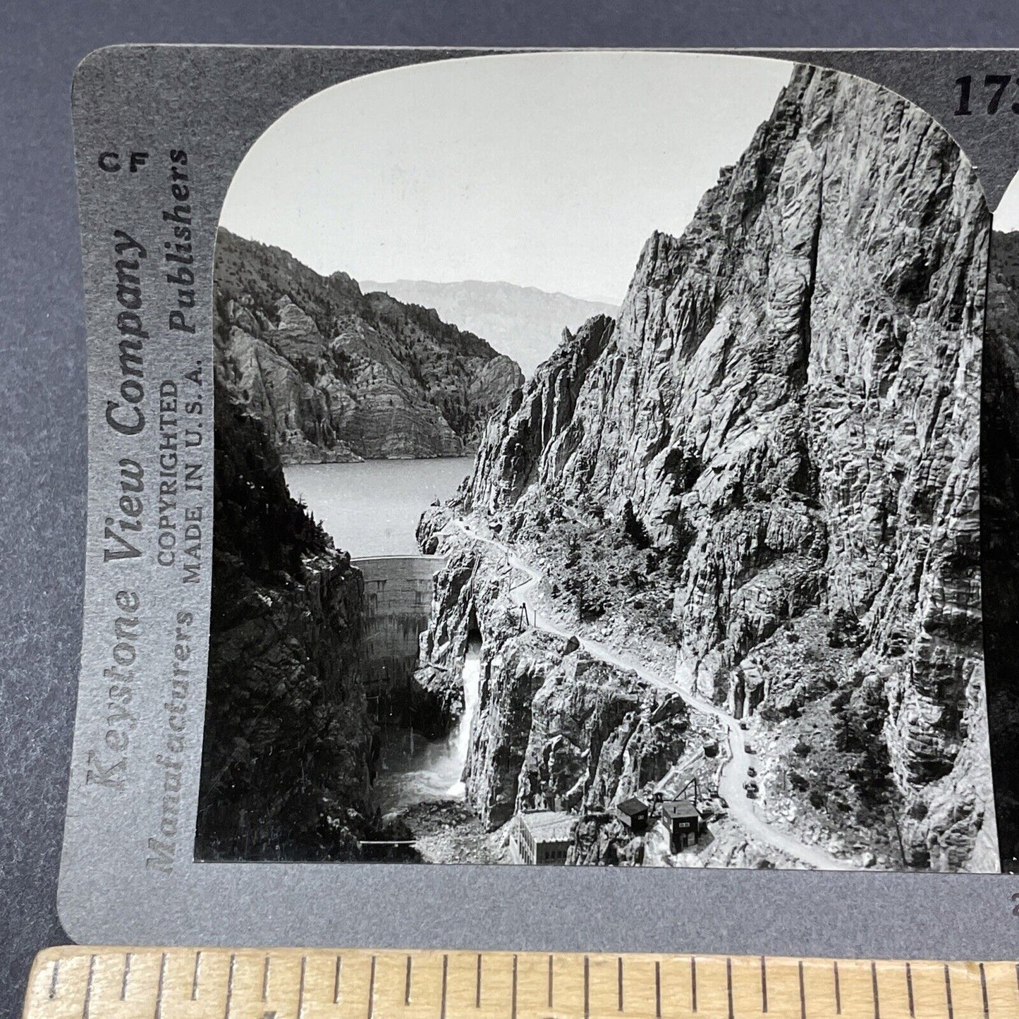 Antique 1928 Buffalo Bill Dam Shoshone Wyoming Stereoview Photo Card V2170