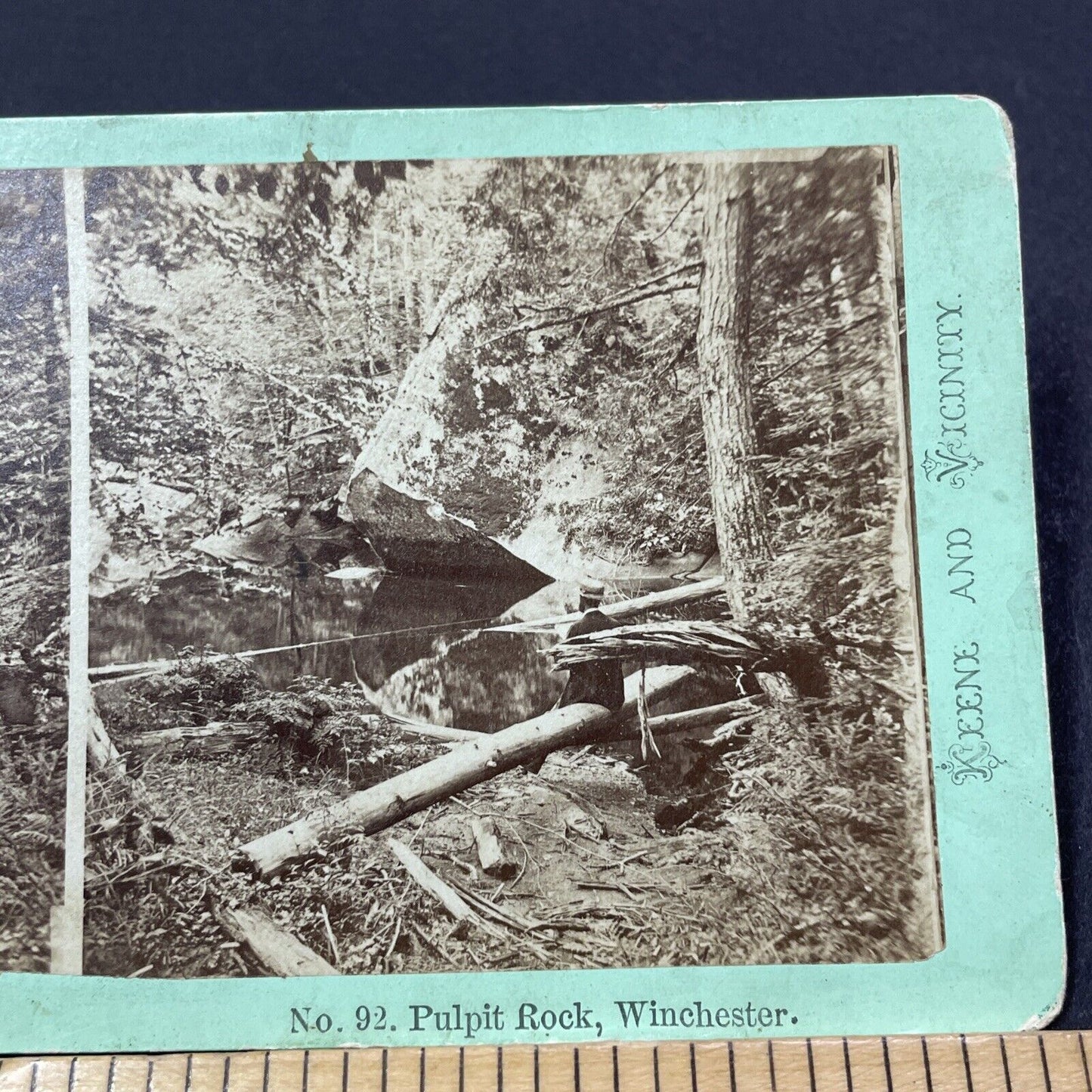 Antique 1860s JA French At Pulpit Rock Winchester NH Stereoview Photo Card V2127