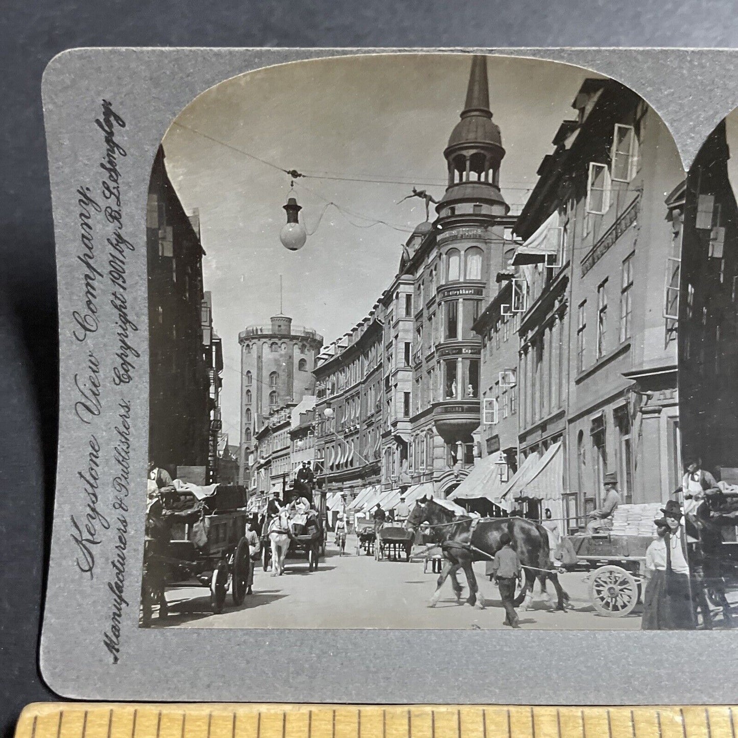 Antique 1901 The Main Street In Copenhagen Denmark Stereoview Photo Card P5127