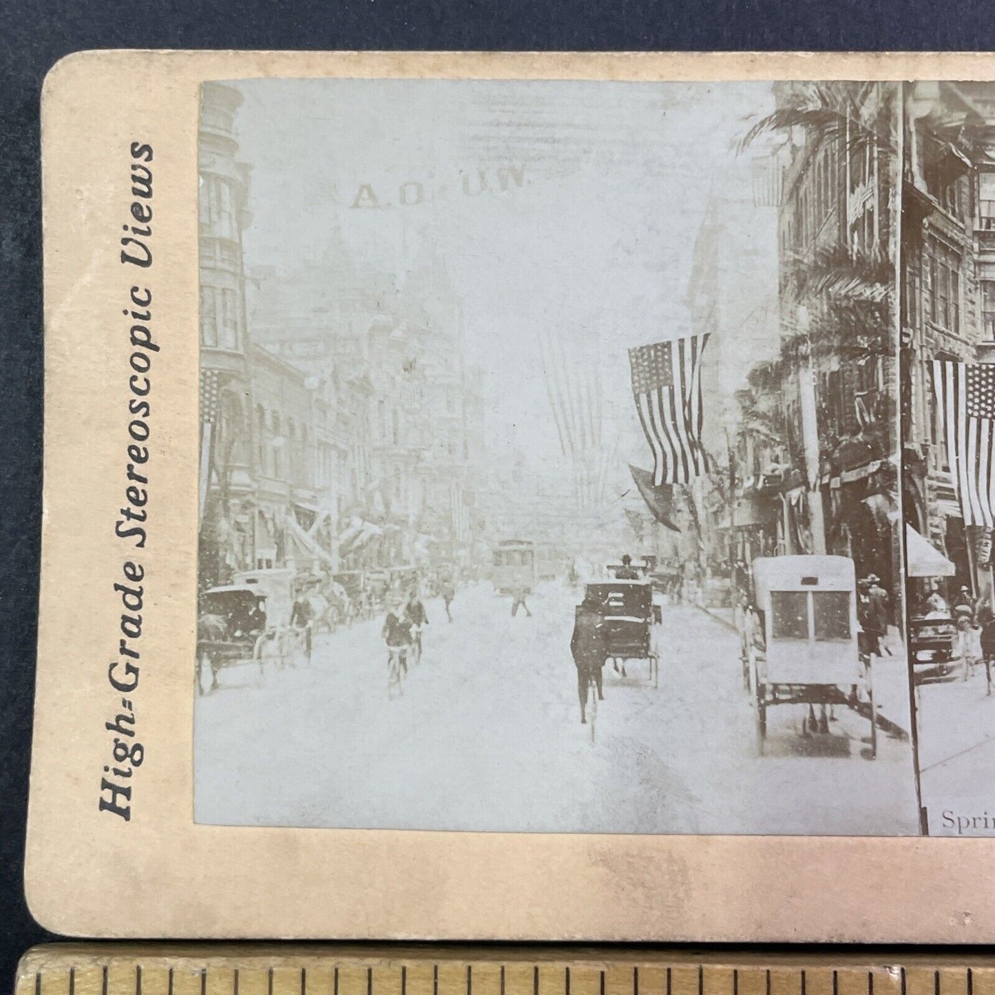 Ancient Order of United Workmen Lodge Stereoview Los Angeles CA c1885 X3736