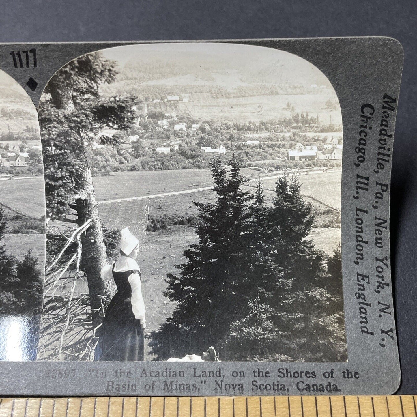 Antique 1910s Traditional Acadian Woman Nova Scotia Stereoview Photo Card V2623