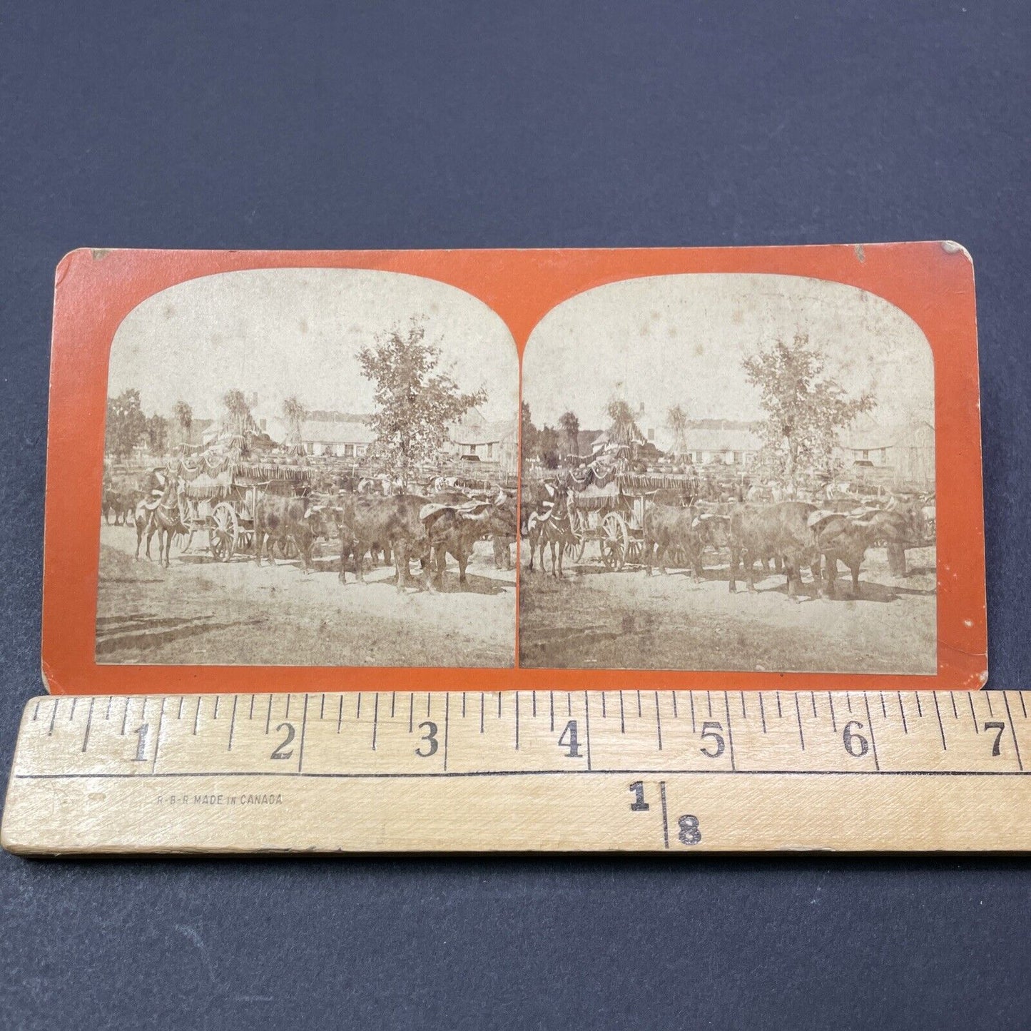 Antique 1878 'The Freak Wagon' Marlow Town Fair NH Stereoview Photo Card V2057