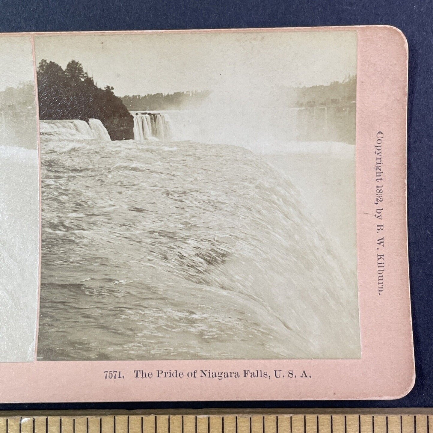 The Edge of the American Falls Stereoview Niagara Falls Antique c1892 Y1867