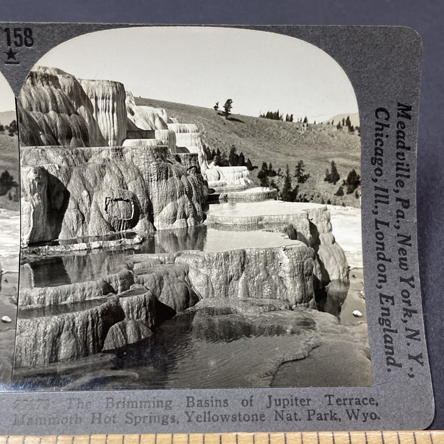 Antique 1920s Hot Springs Yellowstone National Park Stereoview Photo Card V1865