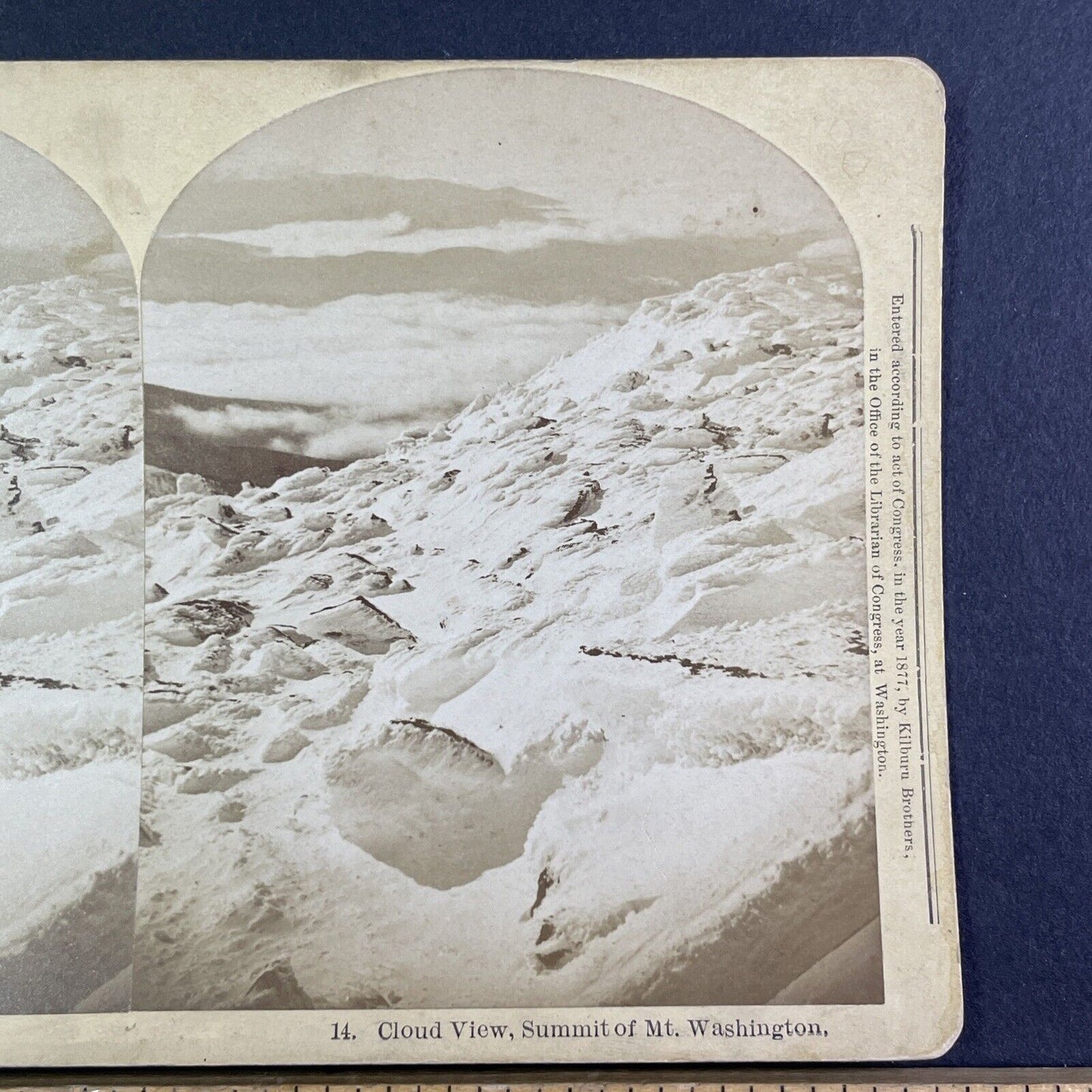 Winter Summit of Mt Washington Stereoview New Hampshire c1877 Y2275