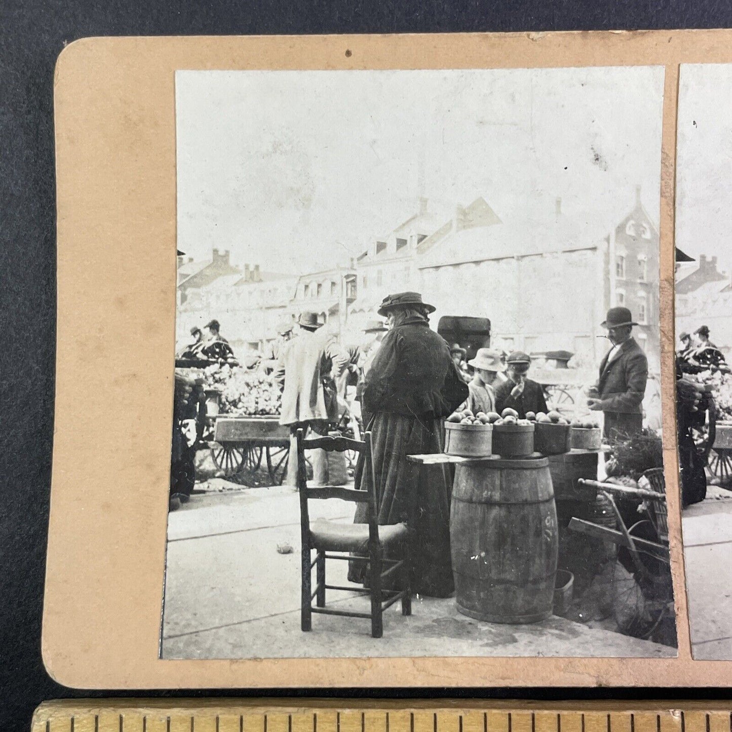 Byward Apple Market Ottawa Ontario Stereoview Canada c1890s Y1706