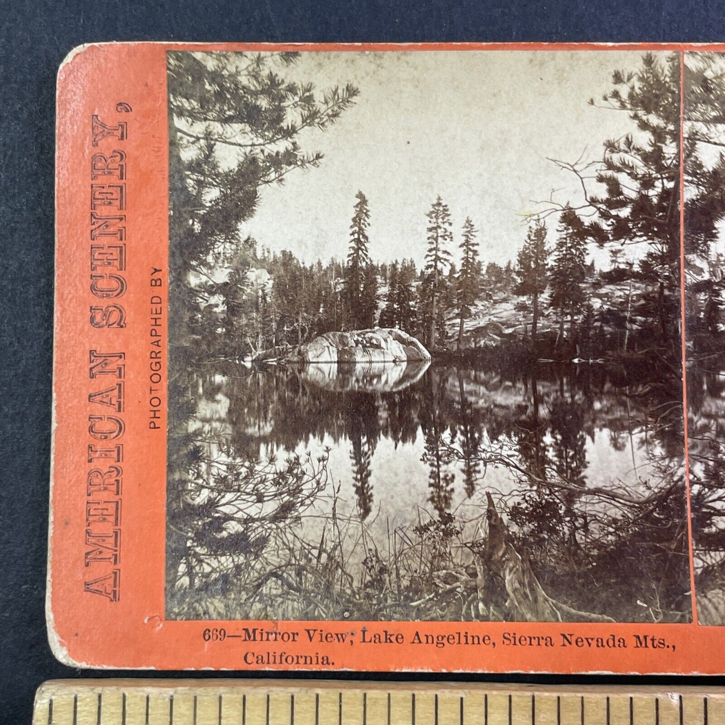Lake Angela Donner Pass Summit Stereoview California C.L Pond Antique c1870 Y026