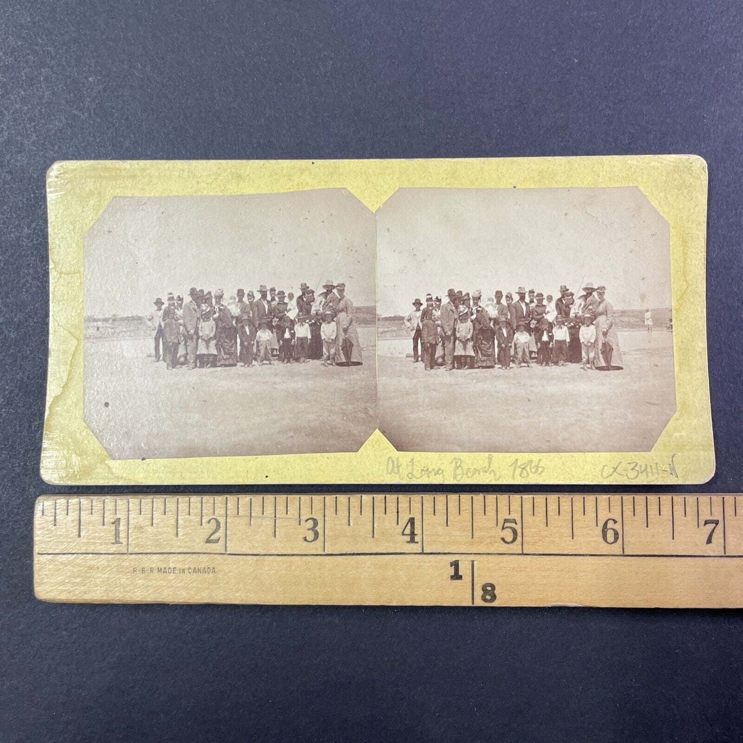 Family Photo Stereoview Long Beach? Tulare Lake? CA James Irvine? c1866 Y1793