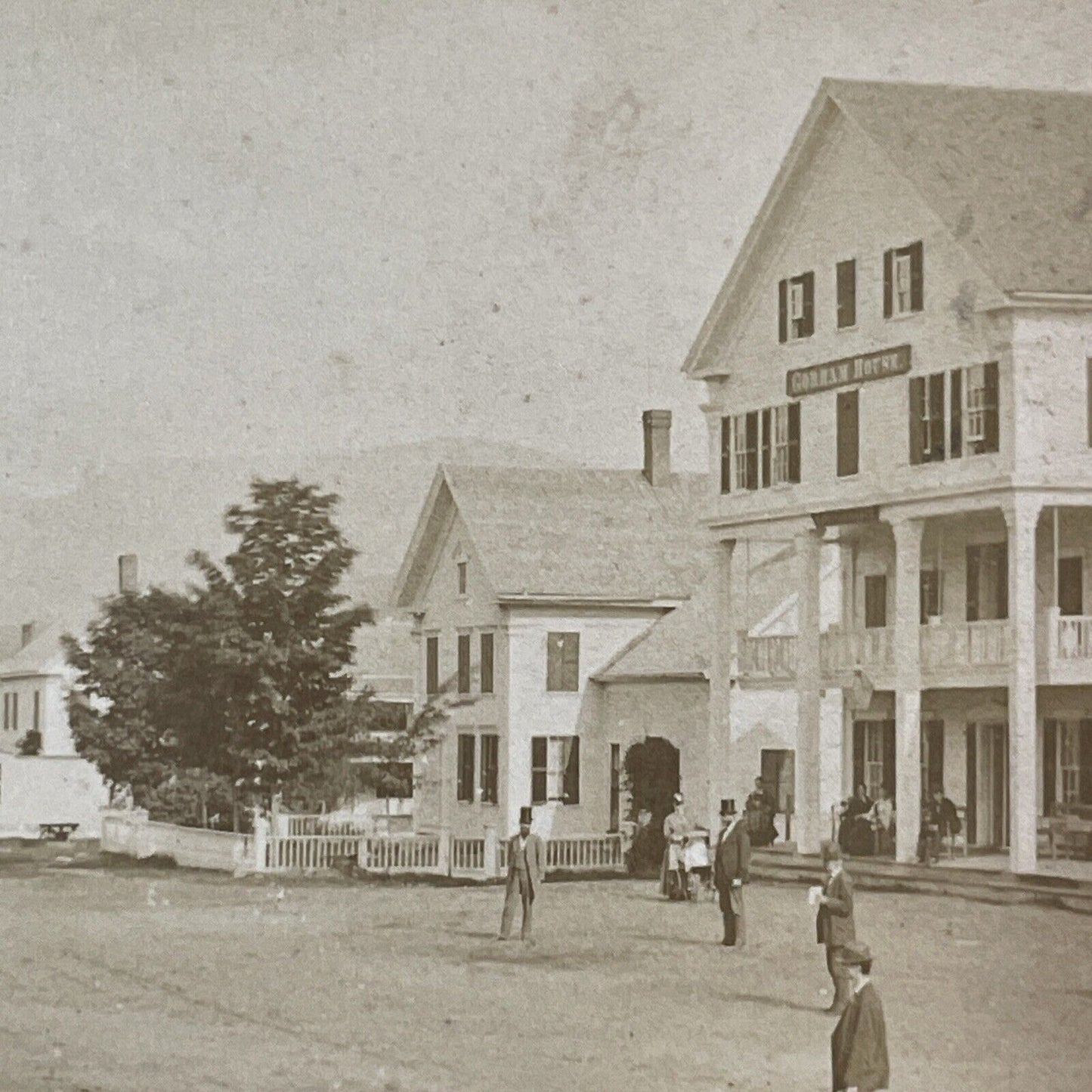 Gorham House Hotel NH Stereoview BW Kilburn Photo Card Antique c1872 X887