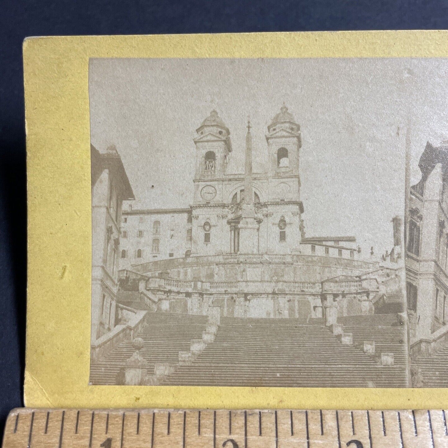 Antique 1870s The Spanish Steps Rome Italy Stereoview Photo Card P4176