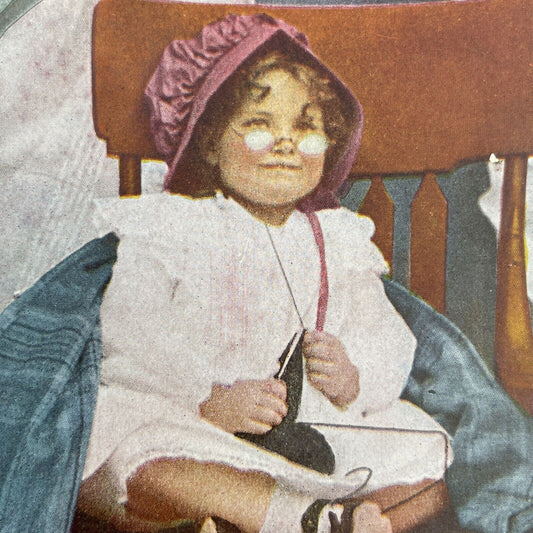 Antique 1905 Girl Dresses Up In Grandmothers Clothes Stereoview Photo Card P1247