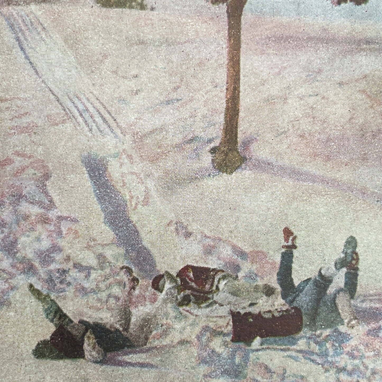 Antique 1892 Children Crash Sledding Tobogganing Stereoview Photo Card P1226