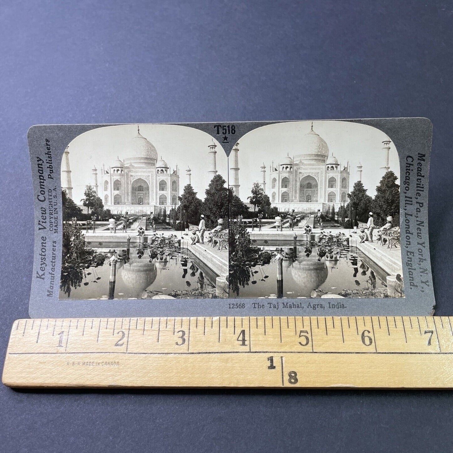 Antique 1910s The Taj Mahal In Agra India Stereoview Photo Card P3025