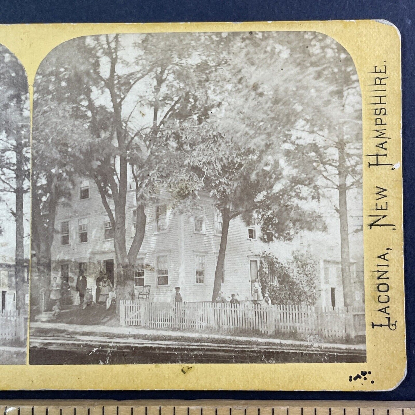 Hotel in Laconia New Hampshire Stereoview L.E. Lindsay Antique c1870s Y892