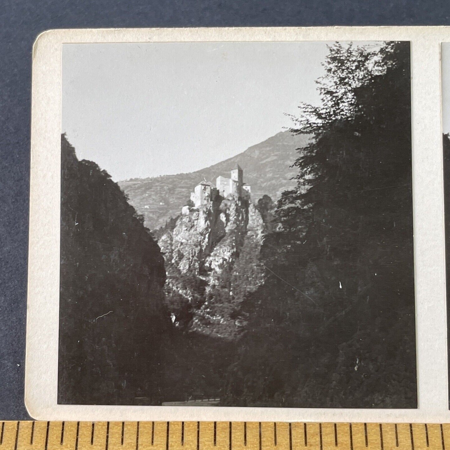 Antique 1925 Tirol Castle South Tyrol Italy OOAK Stereoview Photo Card P3246