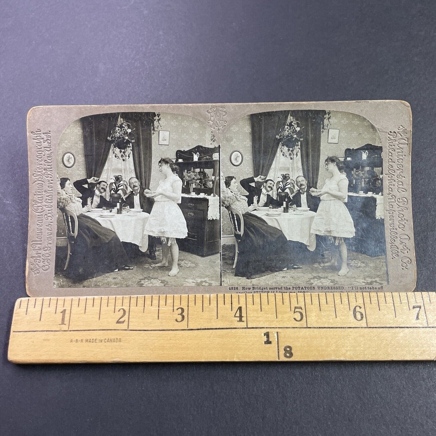 Antique 1897 Woman Serves Potatoes In Underwear Stereoview Photo Card P3435