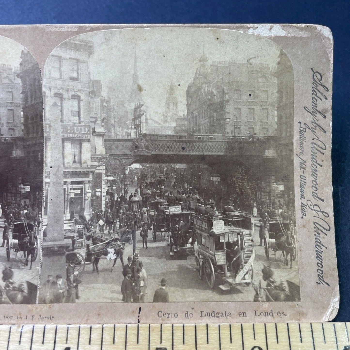 Antique 1887 Travelling Salesman & Carriages London Stereoview Photo Card P3043