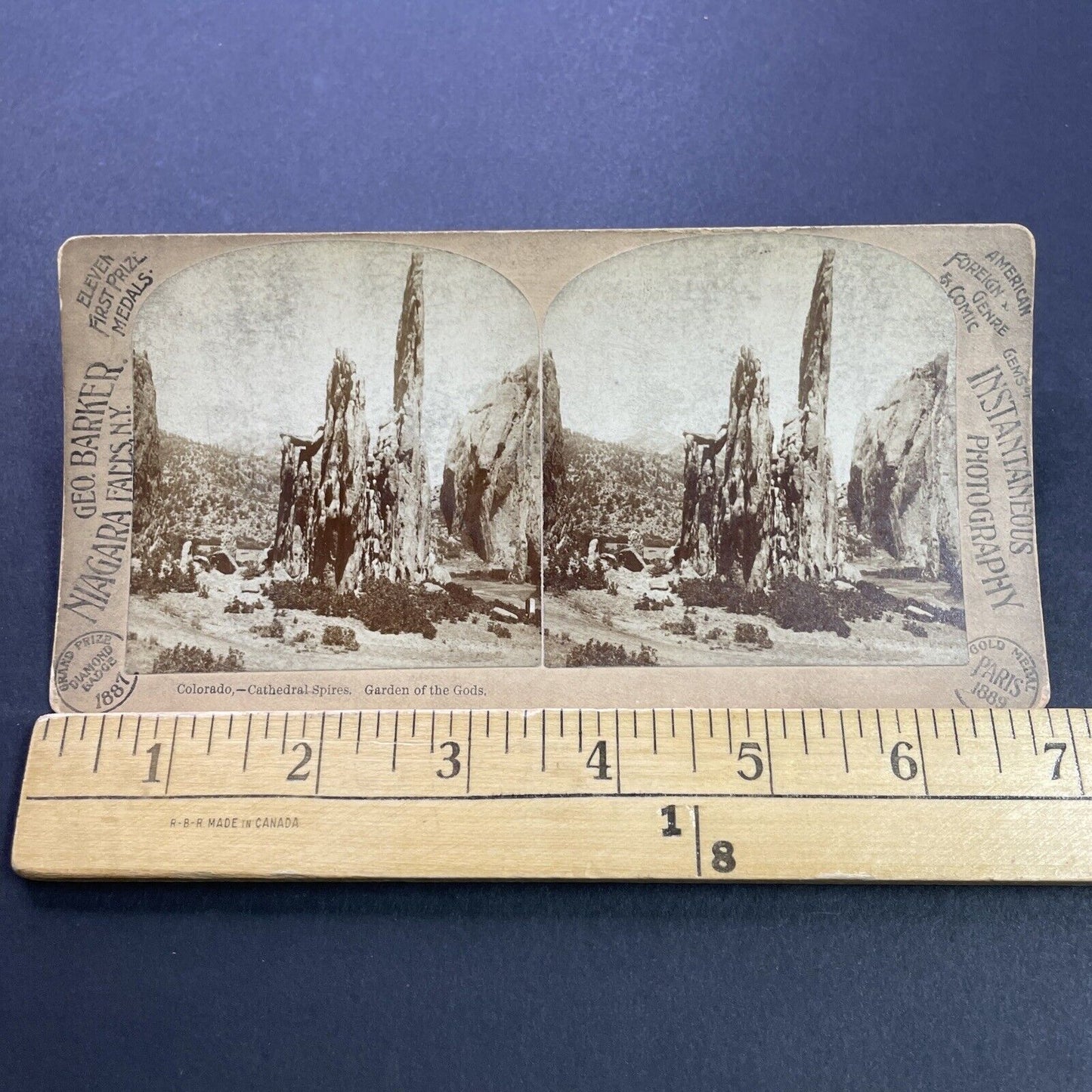 Antique 1889 Cathedral Spires Garden Of The Gods CO Stereoview Photo Card P3548