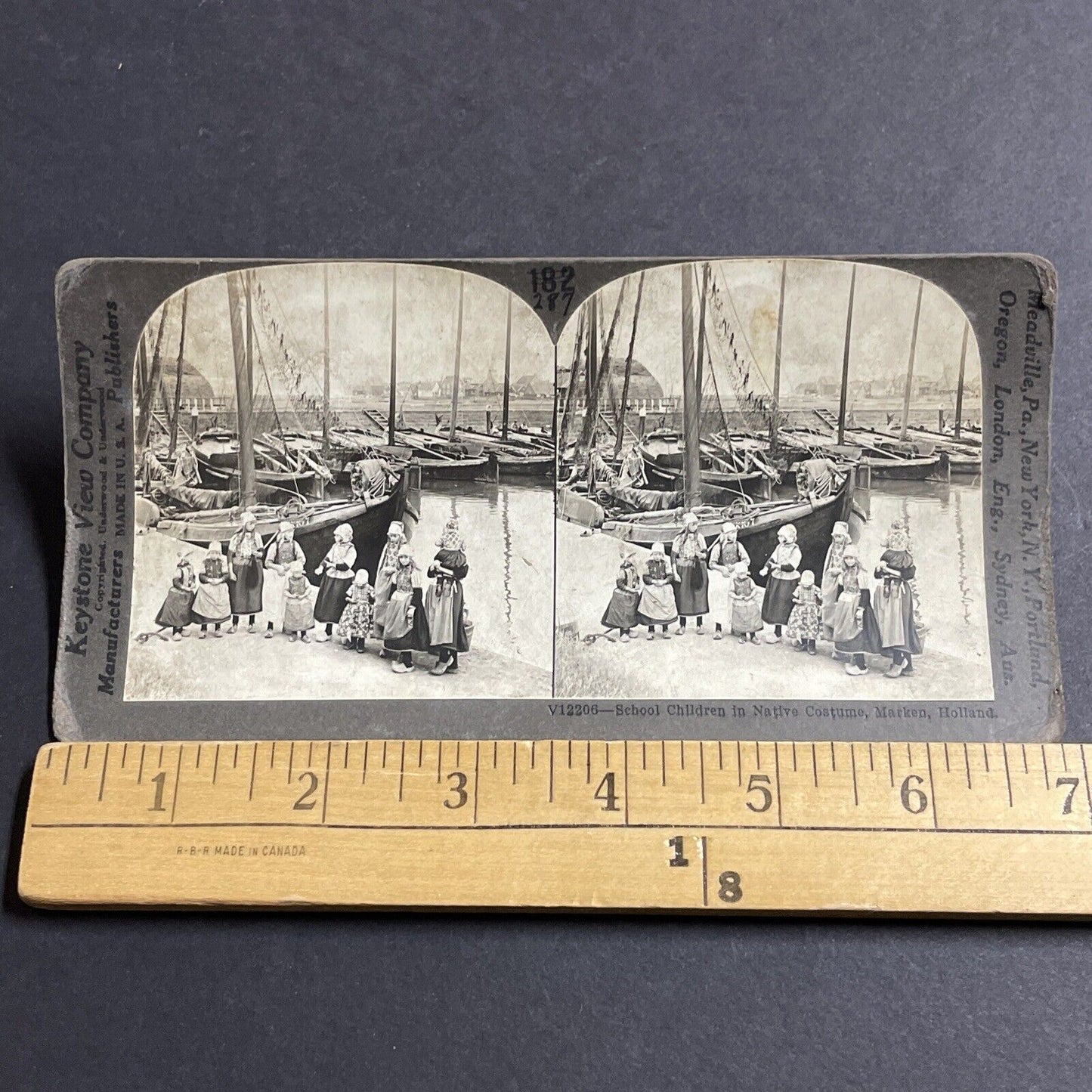 Antique 1910s Marken Holland Traditional Children Stereoview Photo Card P5079