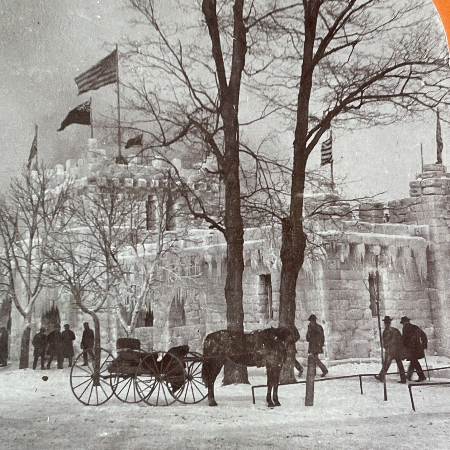 Hand-Carved Ice Castle Niagara Falls New York Stereoview Antique c1899 Y1439