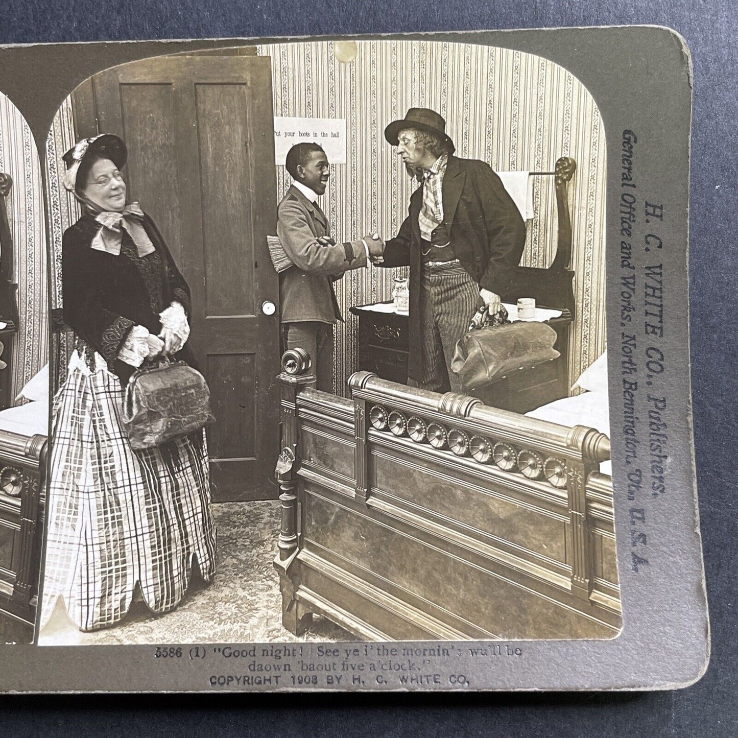 Antique 1903 Waldorf Astoria Comedy Parody Skit Stereoview Photo Card P1629