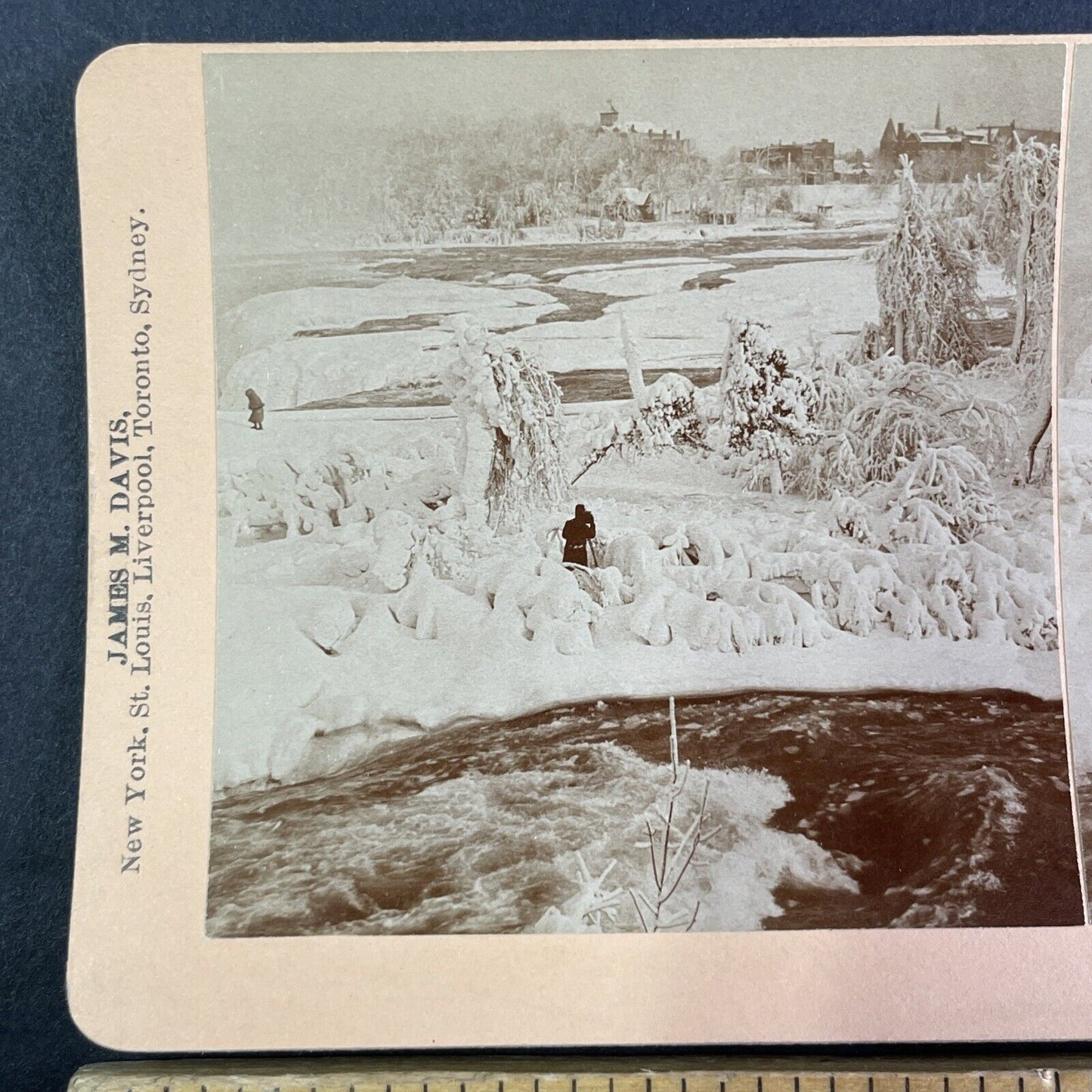 Photographer Taking Photographs Stereoview Niagara Falls Antique c1898 Y2144