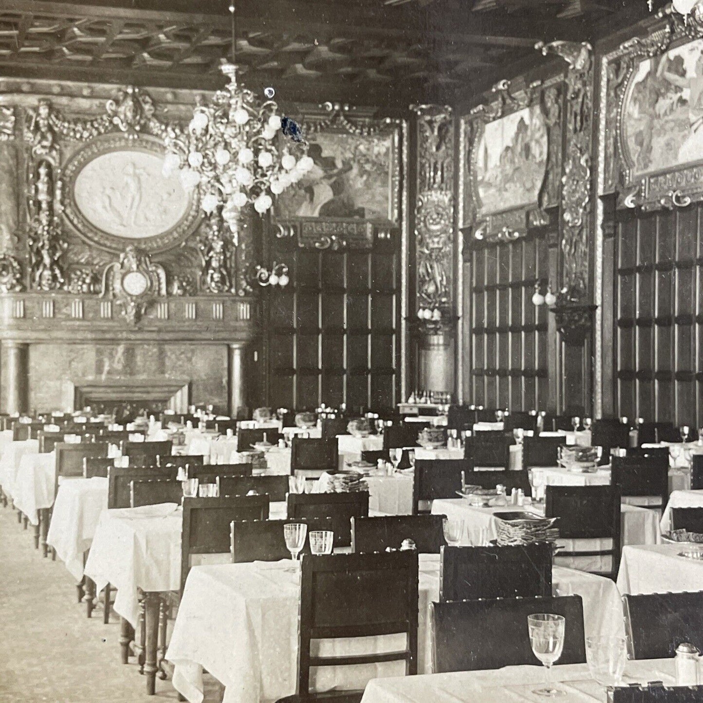 Antique 1900 Opera House Restaurant Stockholm Sweden Stereoview Photo Card P4157