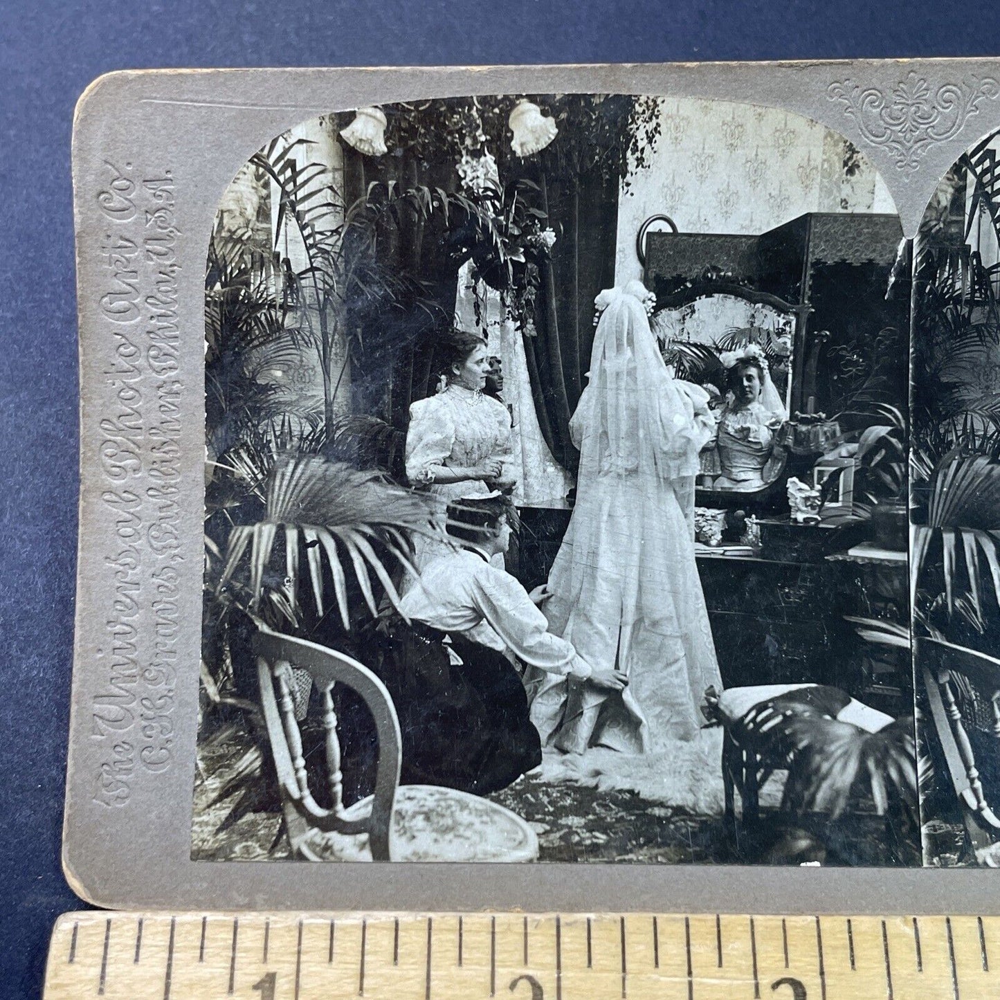 Antique 1897 Maid Servants Dress Victorian Bride Stereoview Photo Card P2941