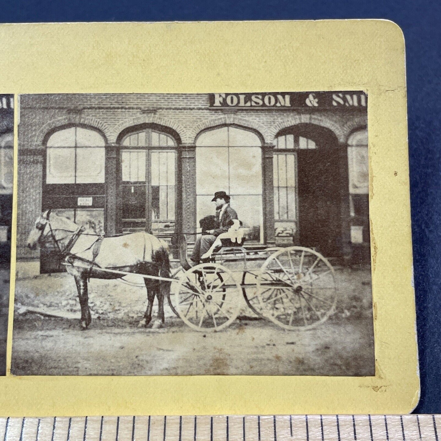 Antique 1860s Albert Gallatin Folsom Laconia NH Stereoview Photo Card V2011